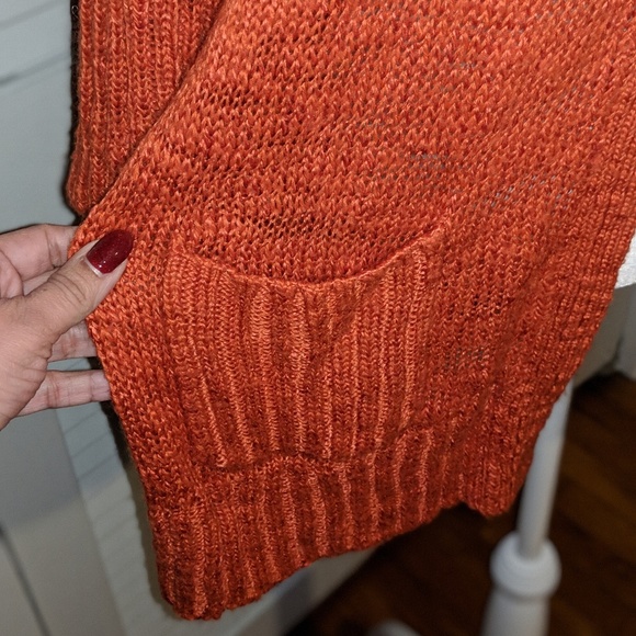 Chico's Orange Open Front Cardigan Size 1 - Picture 2 of 4